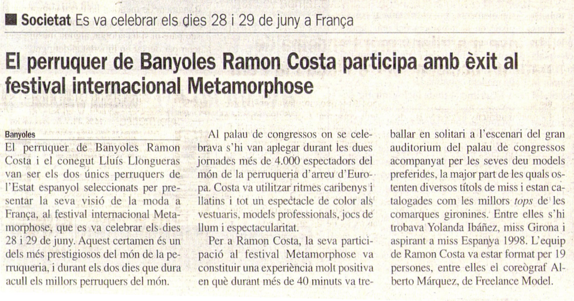 Mitjans Comunicació Premsa Costa Perruquer Banyoles