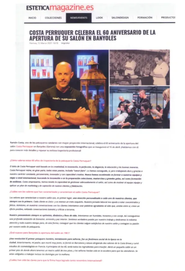 Mitjans Comunicació Premsa Costa Perruquer Banyoles