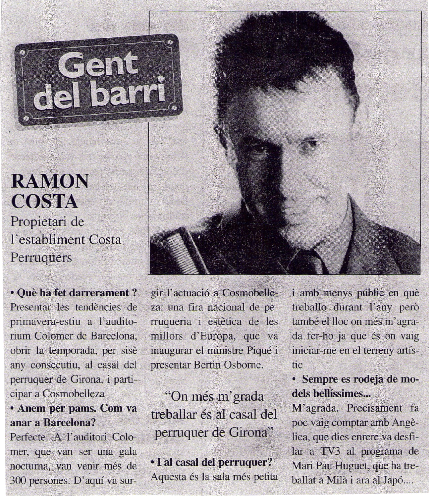 Mitjans Comunicació Premsa Costa Perruquer Banyoles
