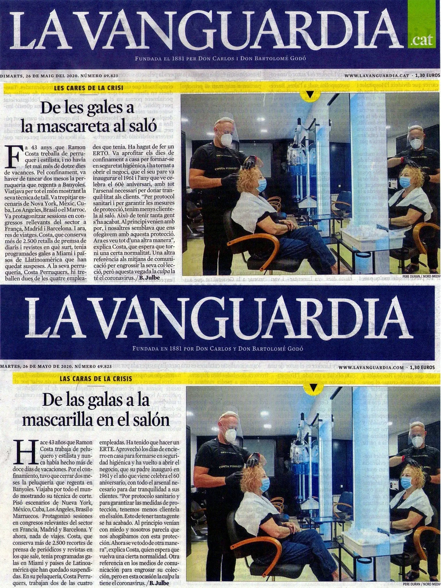 Mitjans Comunicació Premsa Costa Perruquer Banyoles