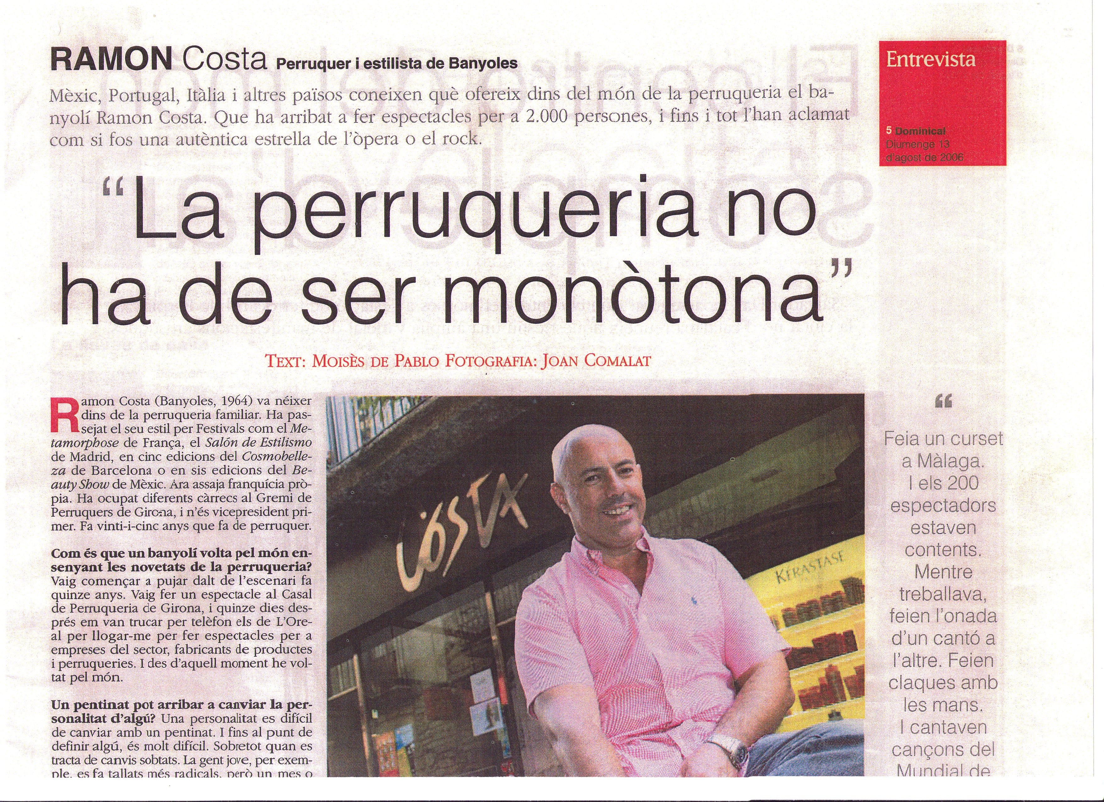 Mitjans Comunicació Premsa Costa Perruquer Banyoles